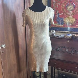 Liquid Gold Sequined Tee Shirt Mini Dress M